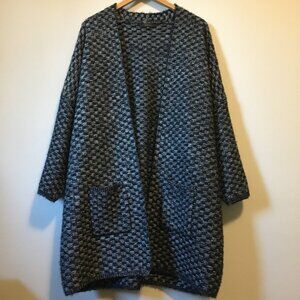 MaxSport Heavy Cozy Checkered Cardigan - Oversized Plaid Open Sweater